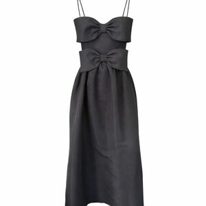 Anthropology Sachin & Babi Sloane Taffeta Black Double-Bow Pleated Midi Dress 10
